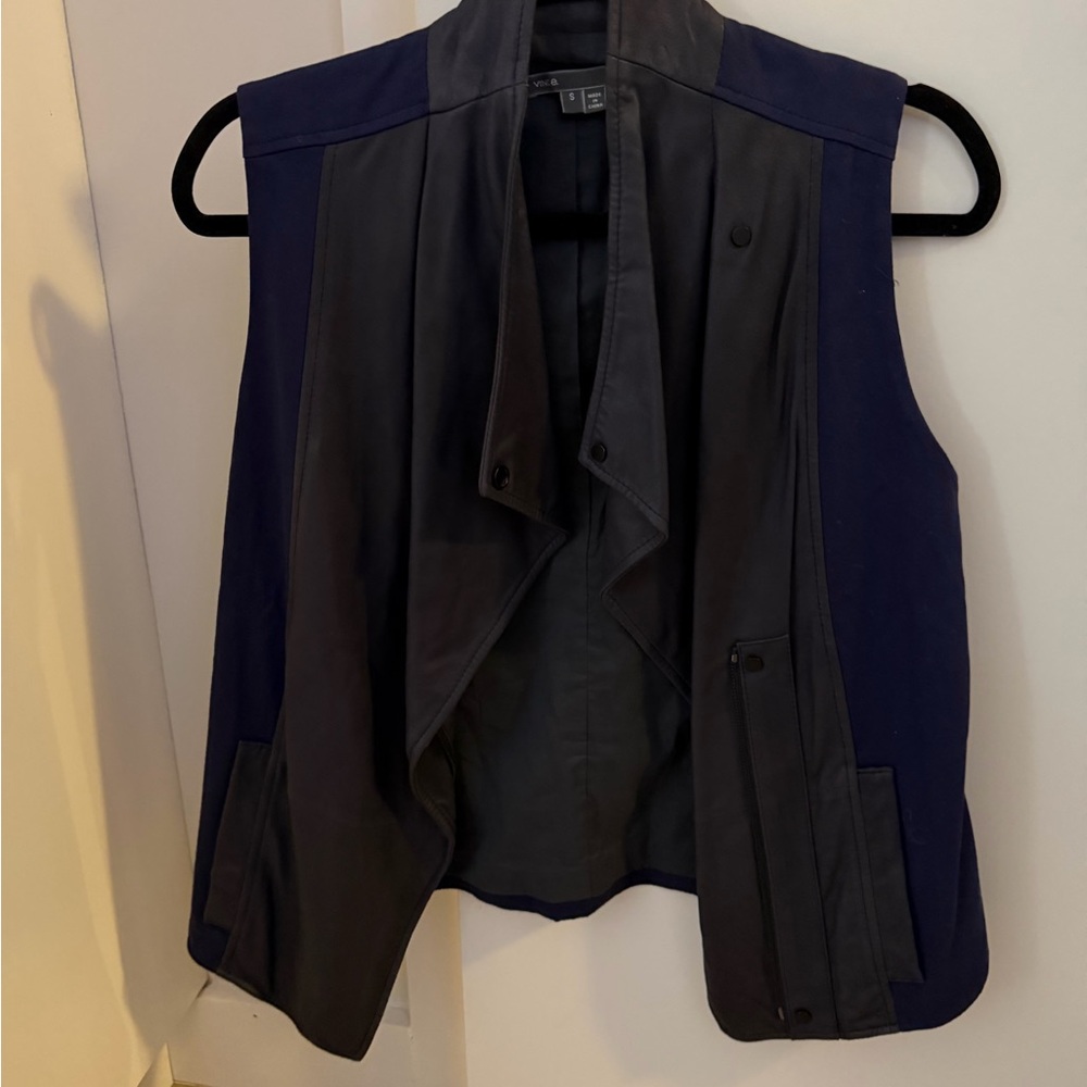 Vince Blue Leather Vest - Size Small